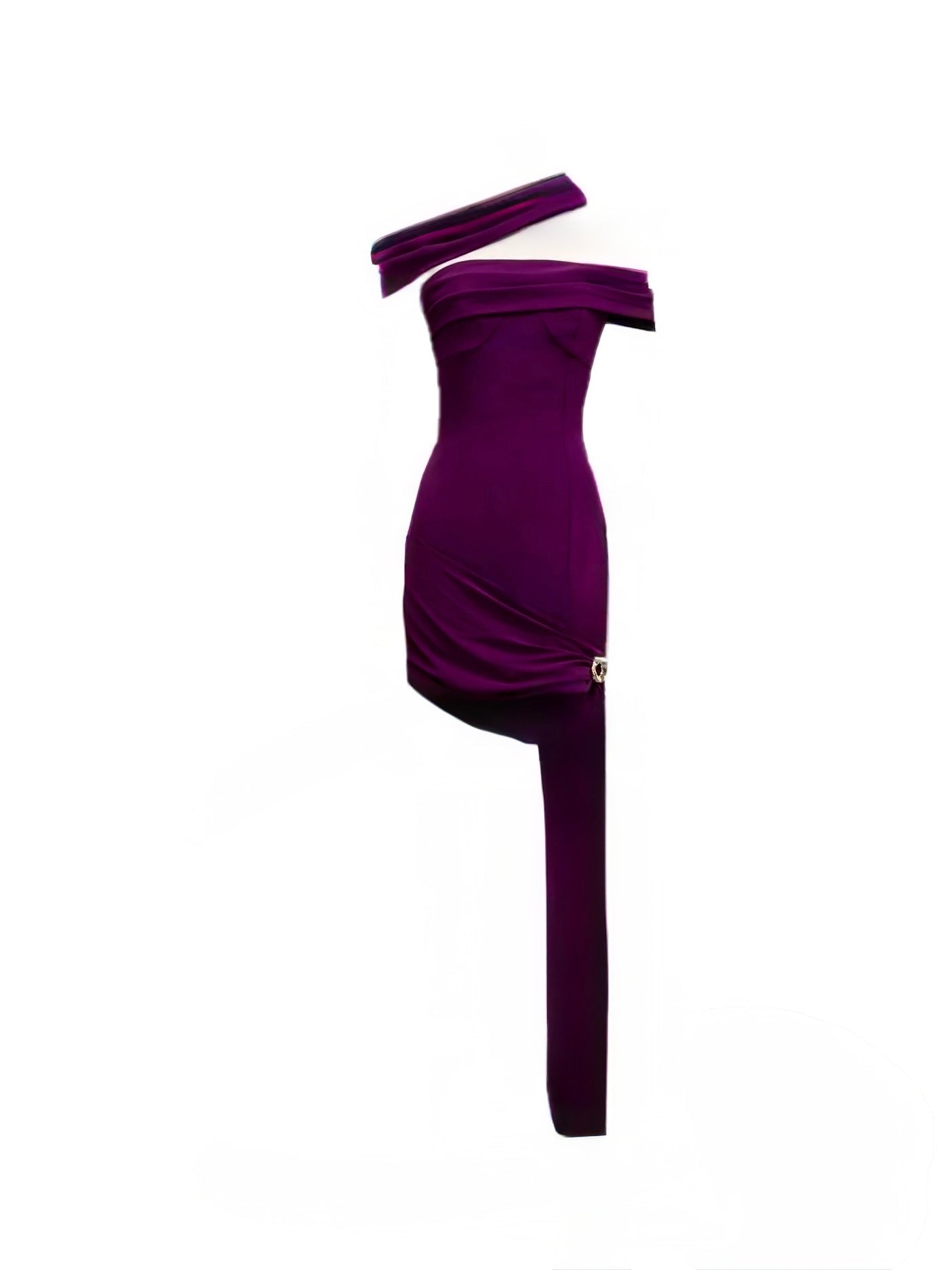 Dahlia Purple Dress | Elegant Off-Shoulder Cocktail And Evening Dress (size 6 uk)