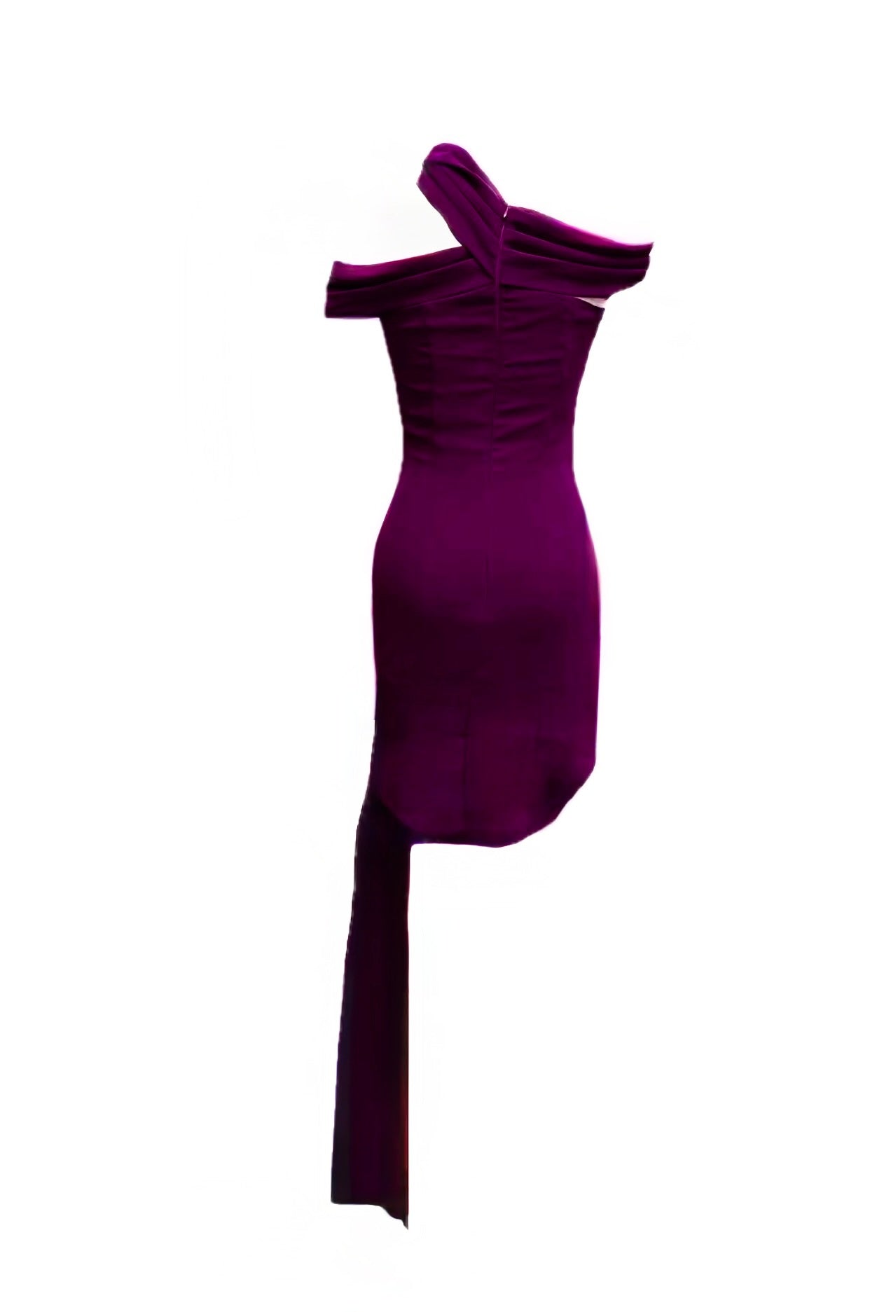 Dahlia Purple Dress | Elegant Off-Shoulder Cocktail And Evening Dress (size 6 uk)
